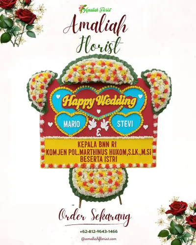 Karangan Papan Bunga Pernikahan di Sepanjangjaya